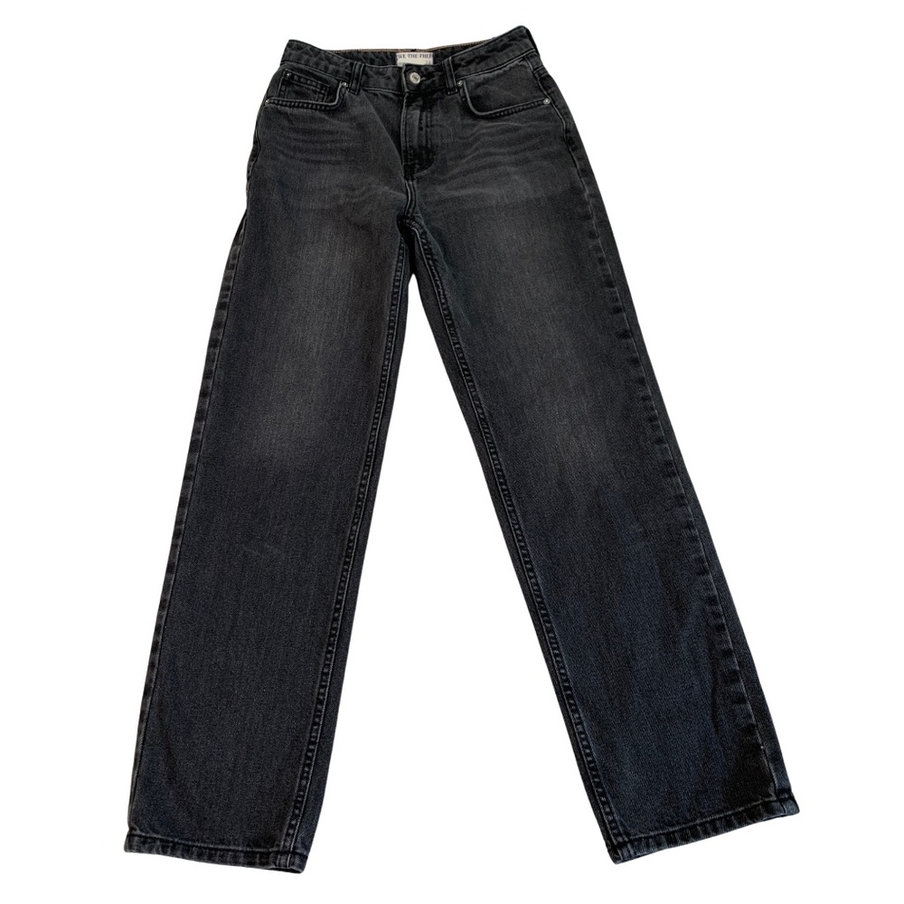 We The Free The Pacifica High Rise Straight Leg Jeans Black Grey Women's 26 Boho